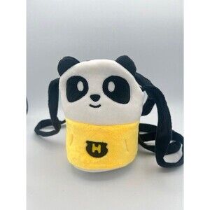 Unisex Kid Panda Plush Shoulder Cross Body HandBag  Milk Tea Water Bottle Holder